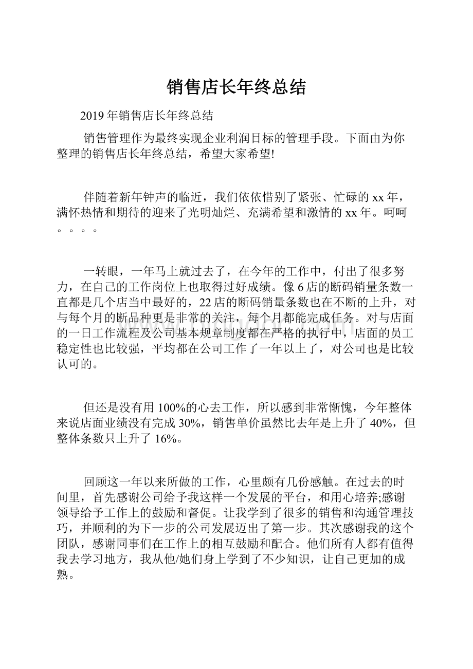 销售店长年终总结.docx