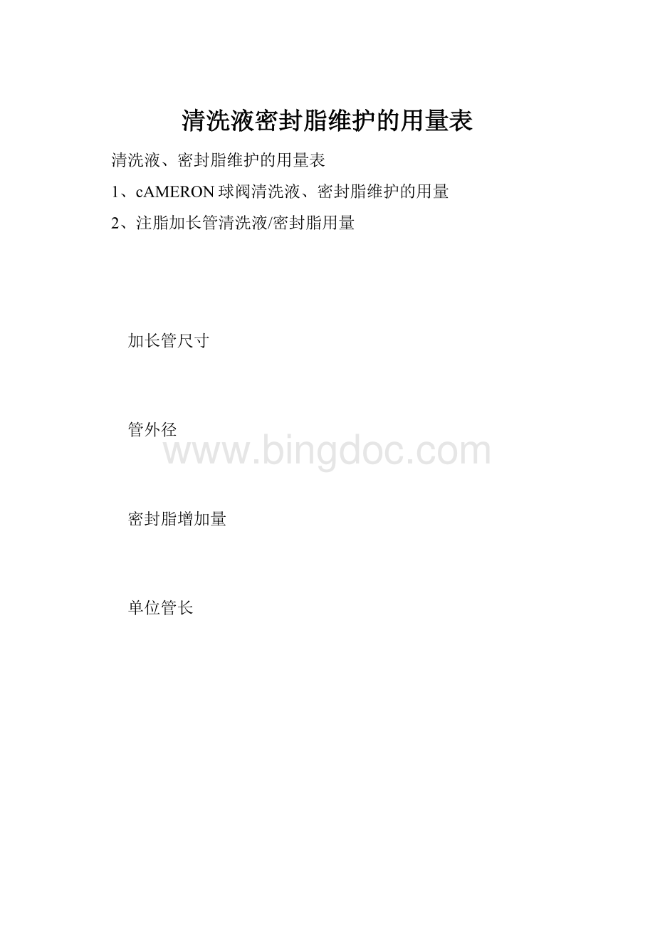 清洗液密封脂维护的用量表.docx_第1页