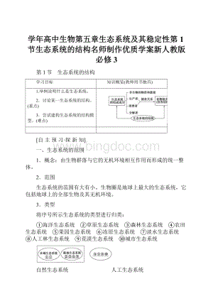 学年高中生物第五章生态系统及其稳定性第1节生态系统的结构名师制作优质学案新人教版必修3.docx