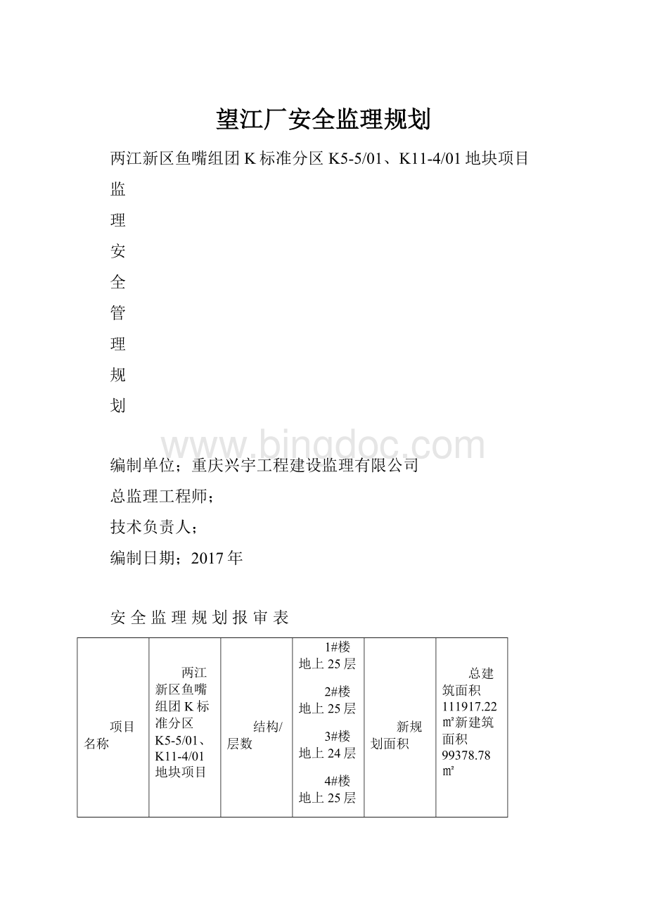 望江厂安全监理规划.docx