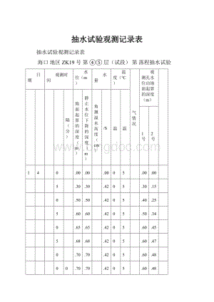 抽水试验观测记录表.docx