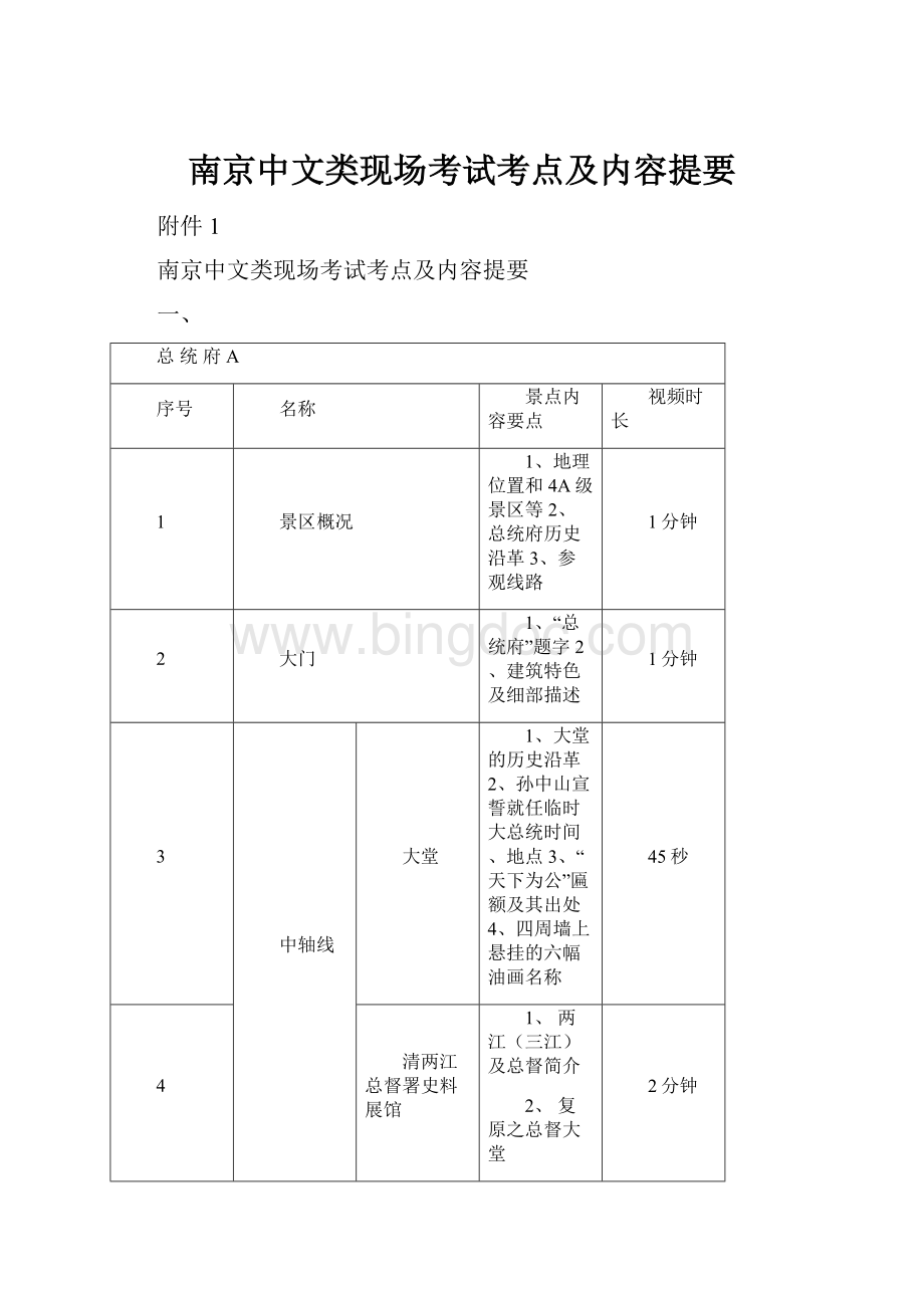 南京中文类现场考试考点及内容提要.docx