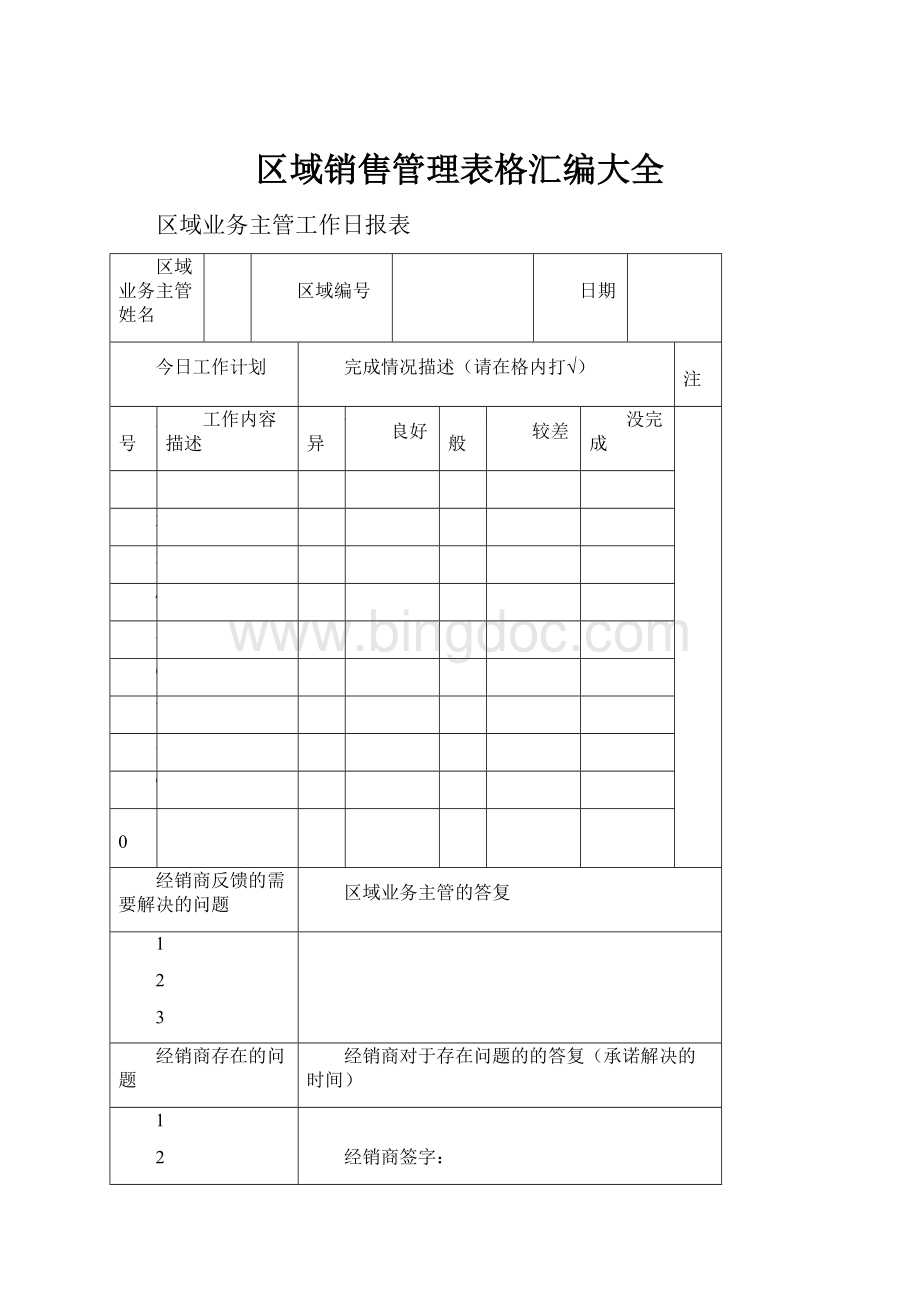 区域销售管理表格汇编大全.docx_第1页