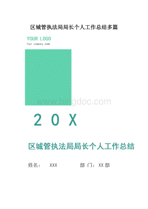 区城管执法局局长个人工作总结多篇.docx