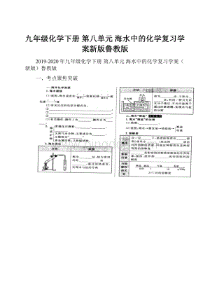 九年级化学下册 第八单元 海水中的化学复习学案新版鲁教版.docx