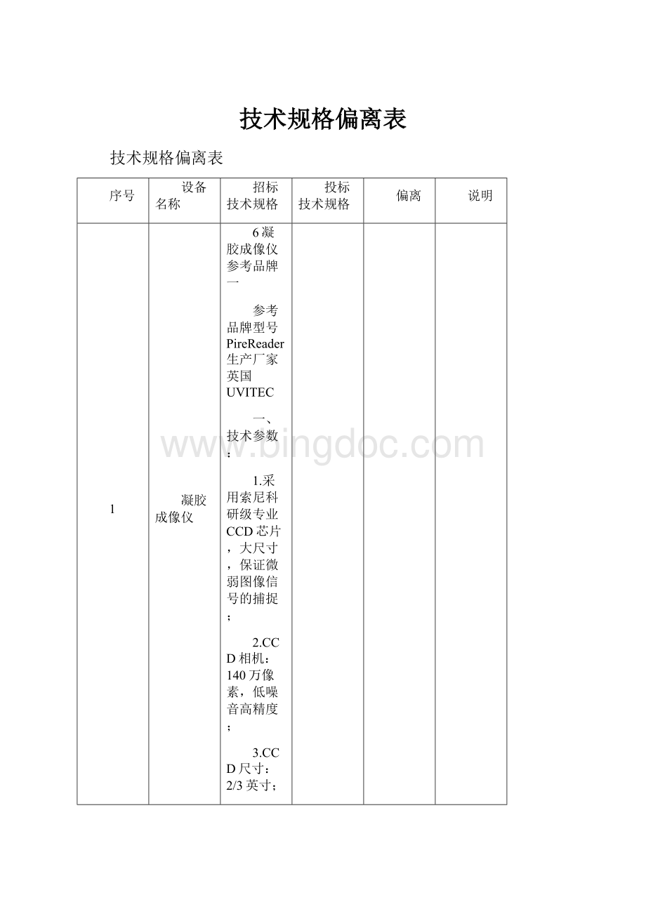 技术规格偏离表.docx