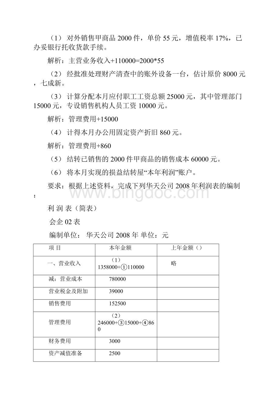 会计考证利润表练习题及答案.docx_第2页