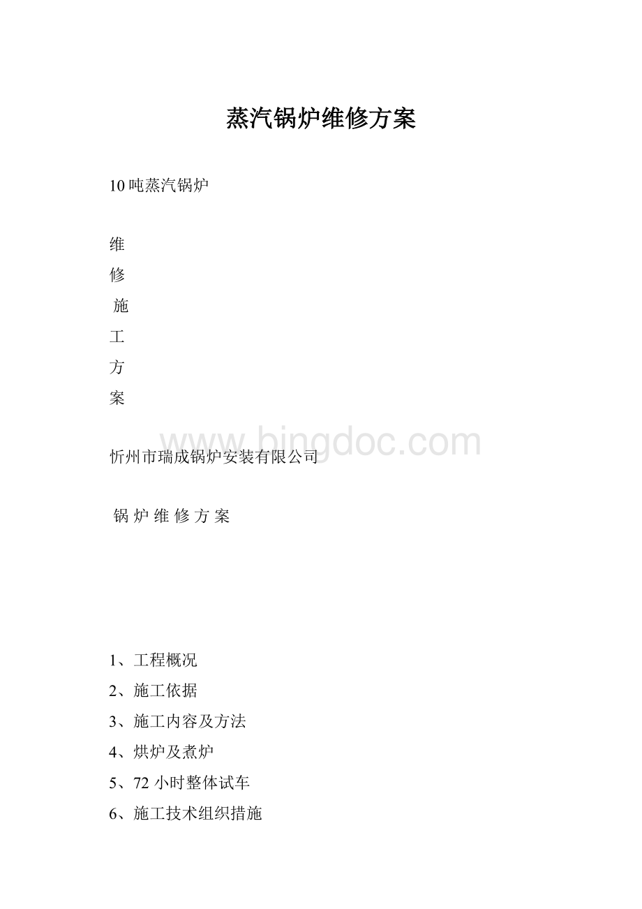 蒸汽锅炉维修方案.docx