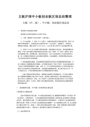 主板沪深中小板创业板区别总结整理.docx