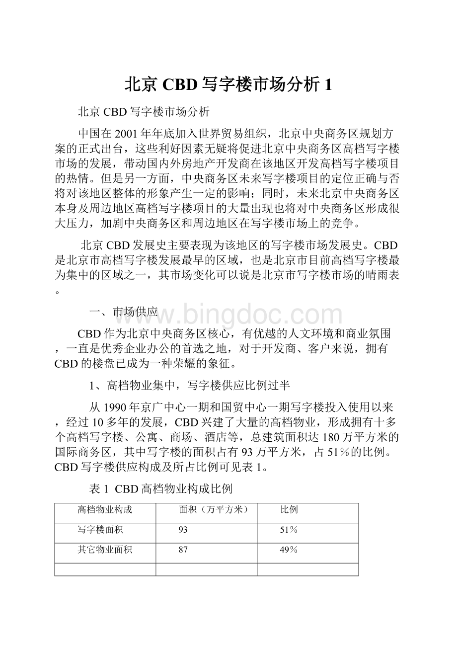 北京CBD写字楼市场分析1.docx_第1页