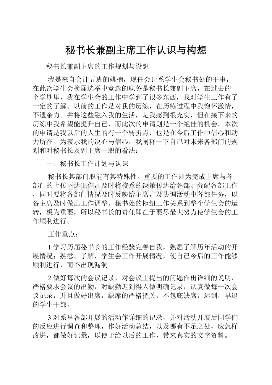 秘书长兼副主席工作认识与构想.docx_第1页