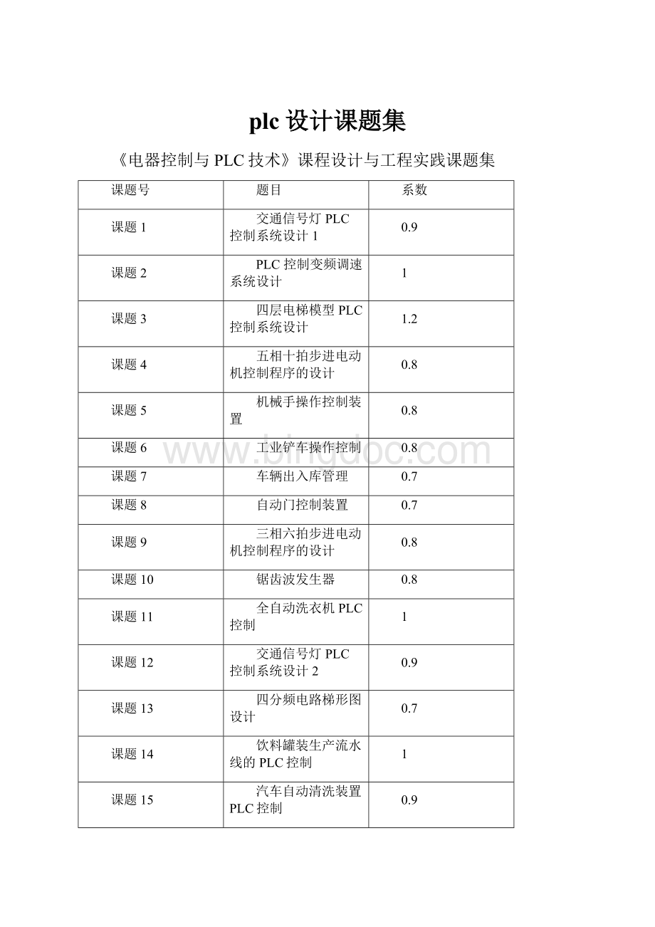 plc设计课题集.docx_第1页