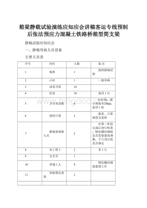 箱梁静载试验演练应知应会讲稿客运专线预制后张法预应力混凝土铁路桥箱型简支梁.docx