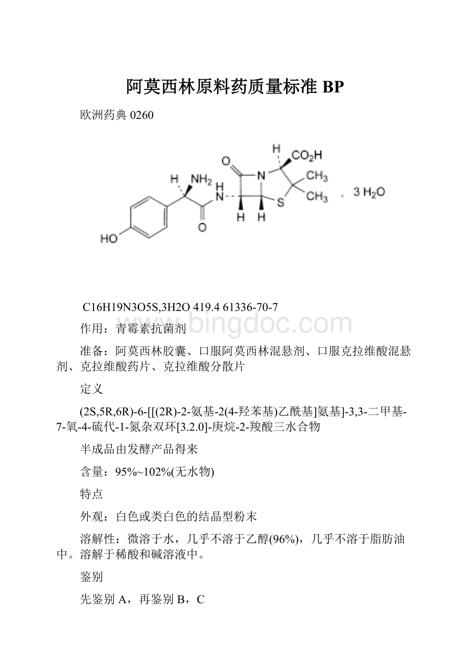 阿莫西林原料药质量标准BP.docx