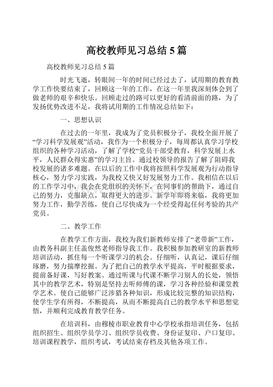 高校教师见习总结5篇.docx