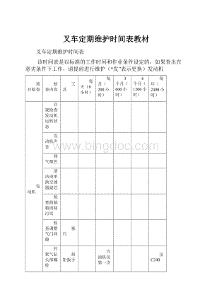 叉车定期维护时间表教材.docx