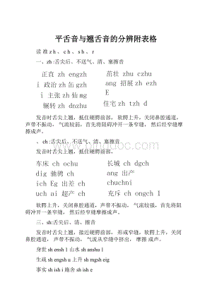 平舌音与翘舌音的分辨附表格.docx