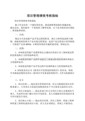 项目管理绩效考核指标.docx