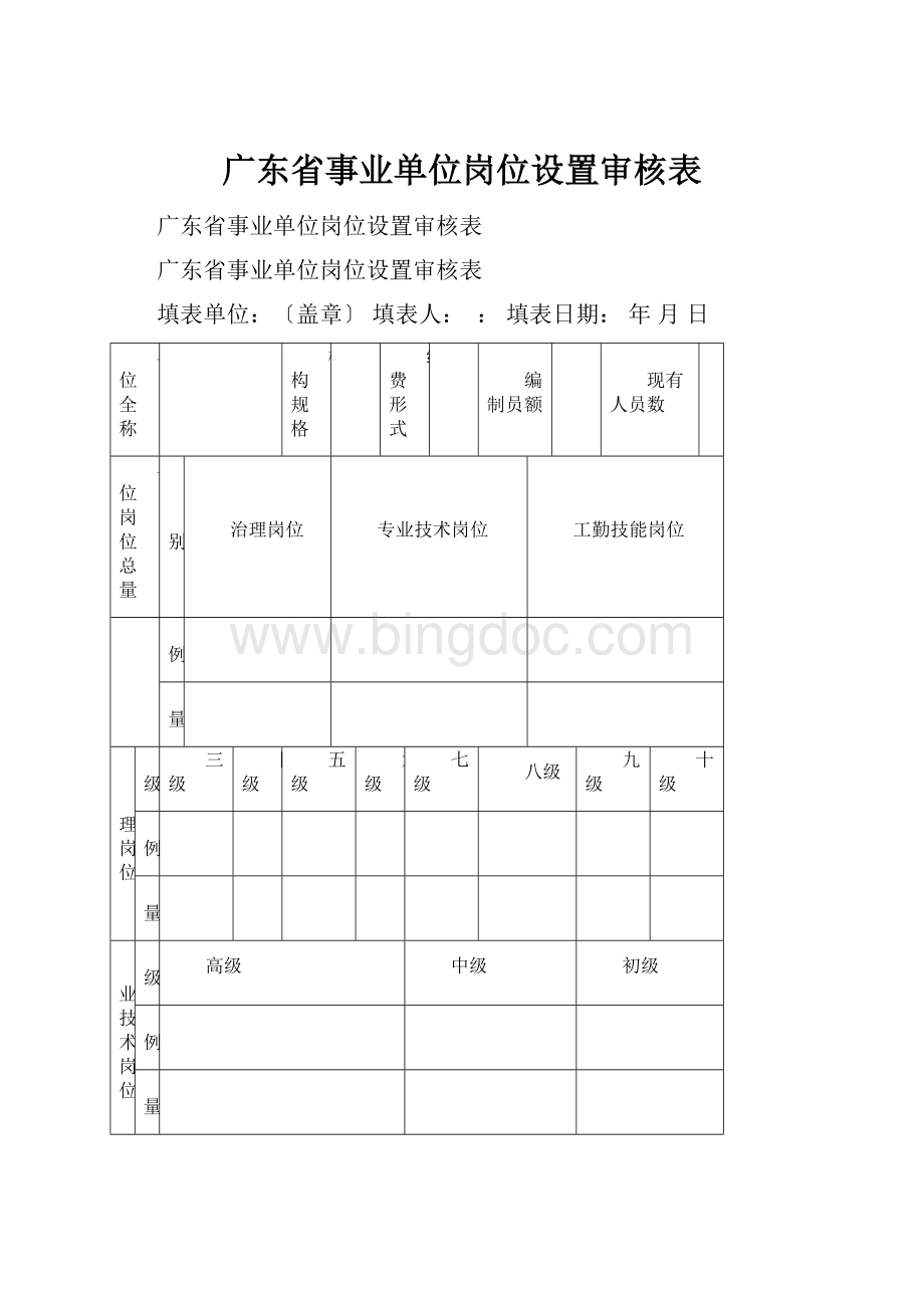 广东省事业单位岗位设置审核表.docx