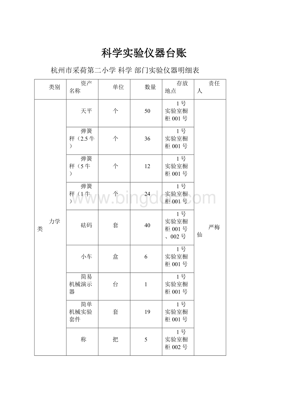 科学实验仪器台账.docx_第1页