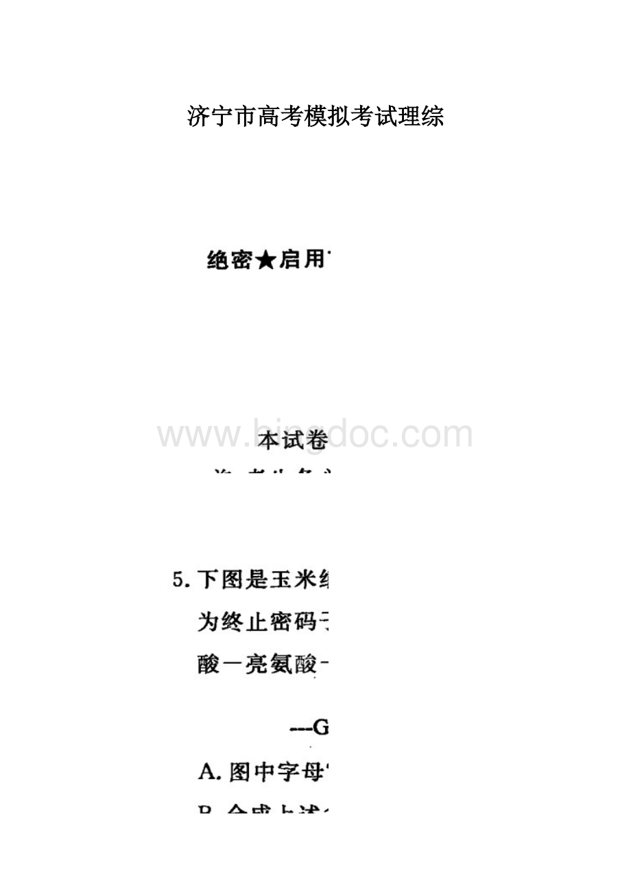 济宁市高考模拟考试理综.docx_第1页