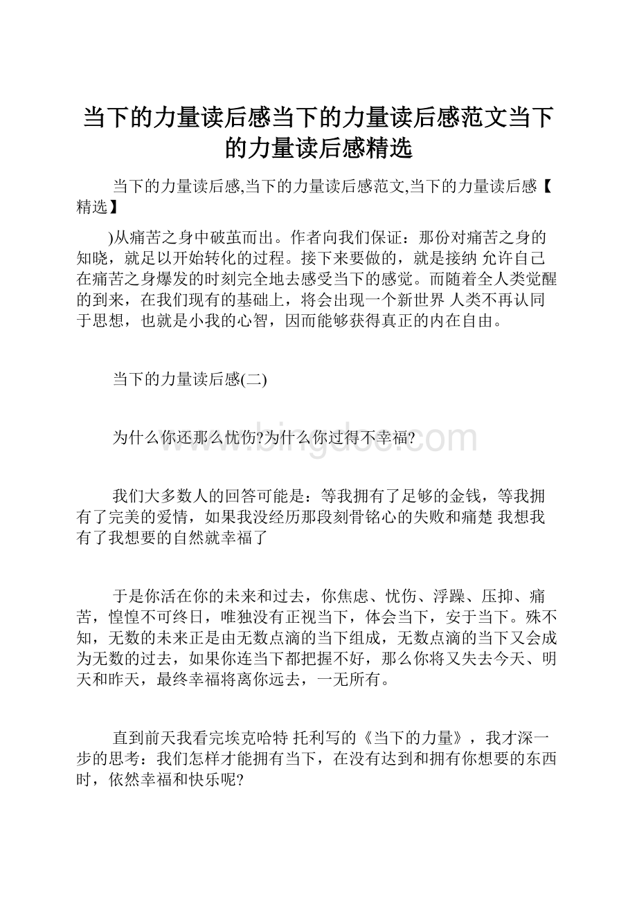 当下的力量读后感当下的力量读后感范文当下的力量读后感精选.docx_第1页