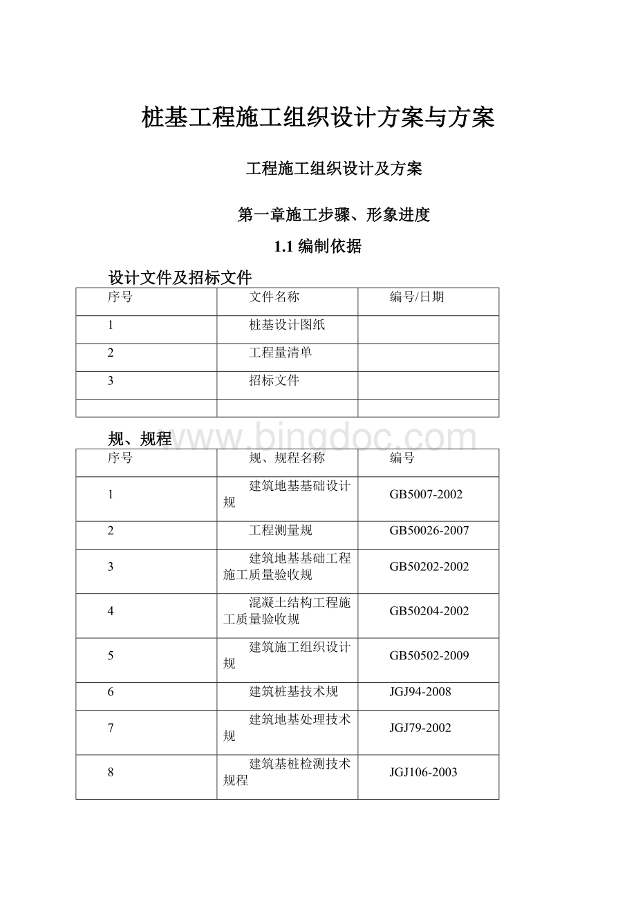 桩基工程施工组织设计方案与方案.docx