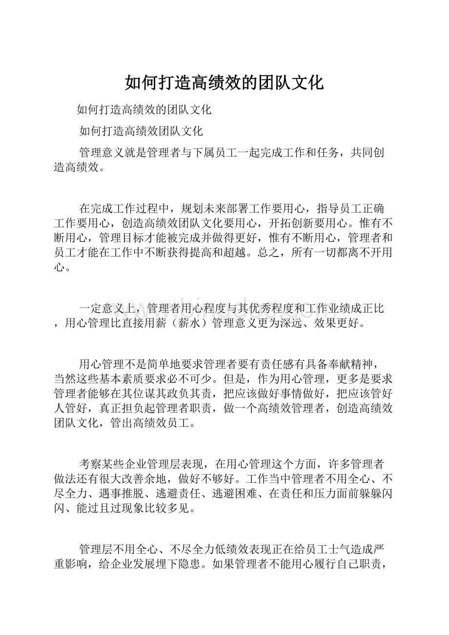 如何打造高绩效的团队文化.docx