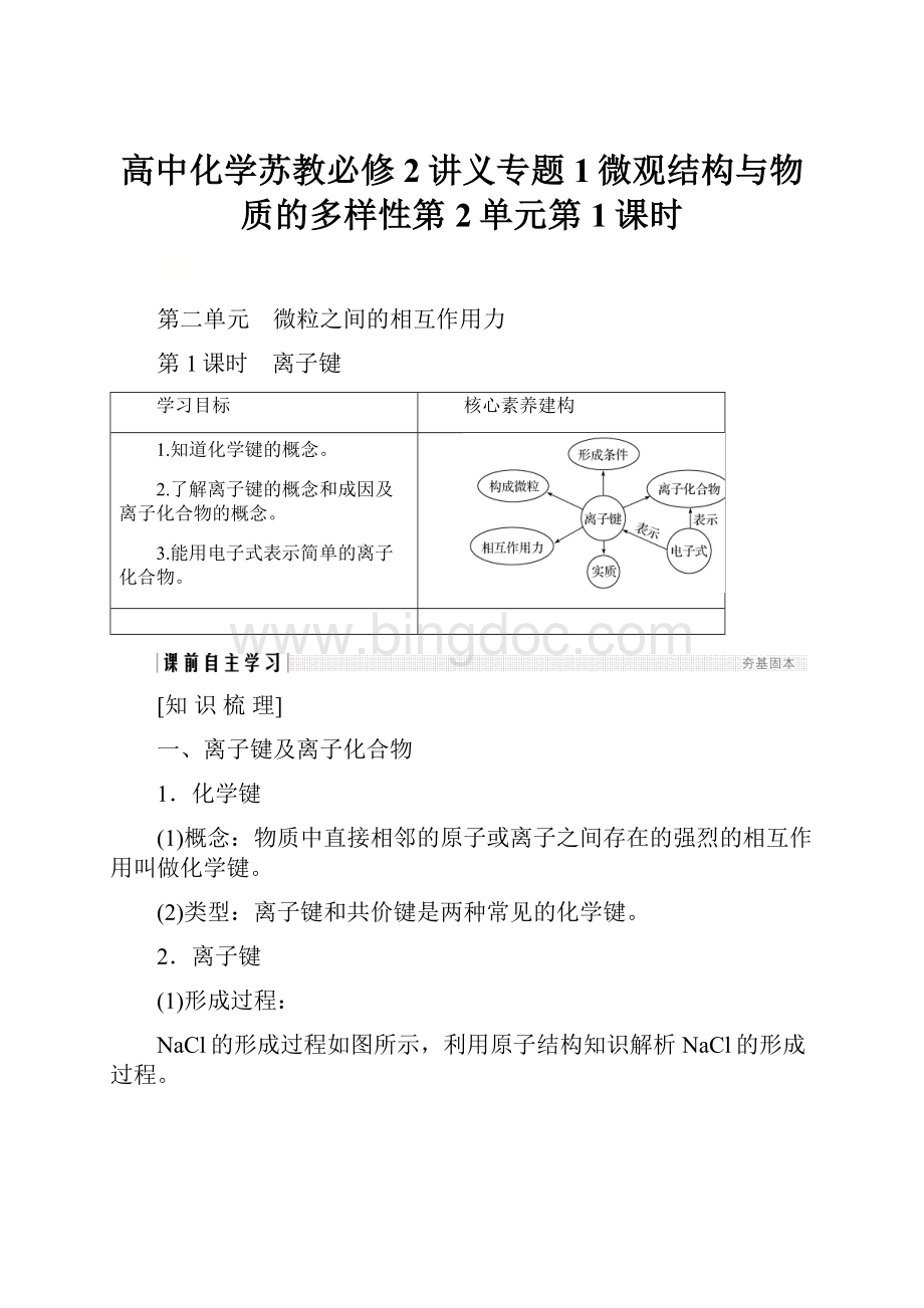 高中化学苏教必修2讲义专题1微观结构与物质的多样性第2单元第1课时.docx_第1页