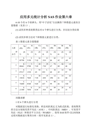 应用多元统计分析SAS作业第六章.docx