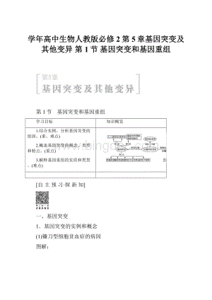 学年高中生物人教版必修2第5章基因突变及其他变异 第1节 基因突变和基因重组.docx