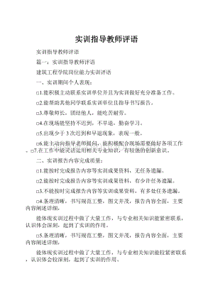 实训指导教师评语.docx