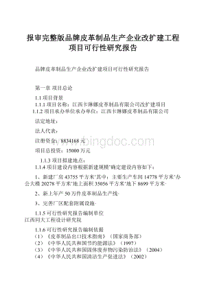 报审完整版品牌皮革制品生产企业改扩建工程项目可行性研究报告.docx