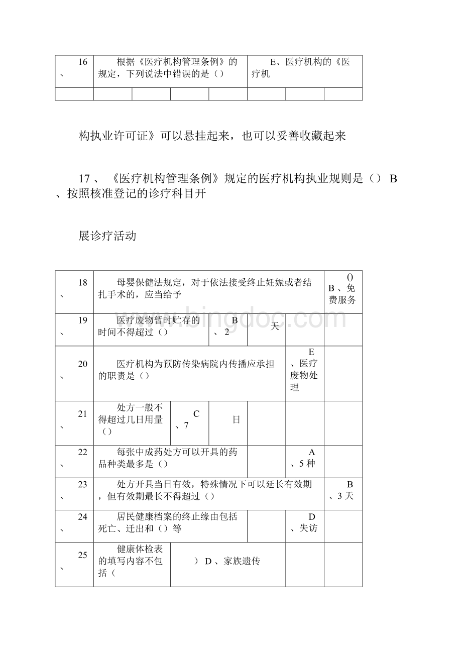 福建省乡村医生规范培训课后练习答案.docx_第3页