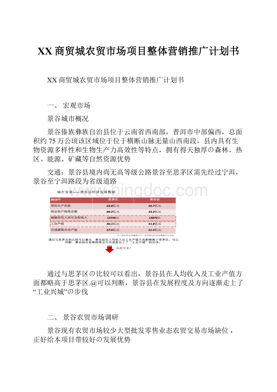 XX商贸城农贸市场项目整体营销推广计划书.docx