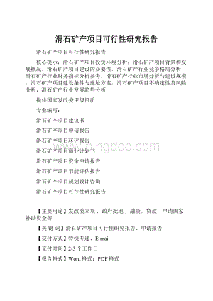 滑石矿产项目可行性研究报告.docx