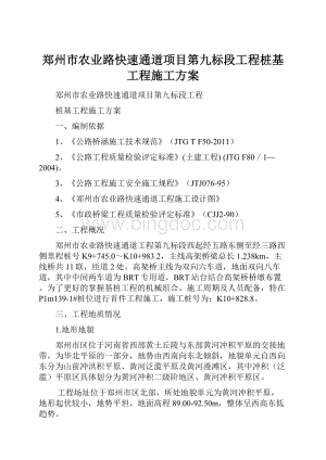 郑州市农业路快速通道项目第九标段工程桩基工程施工方案.docx