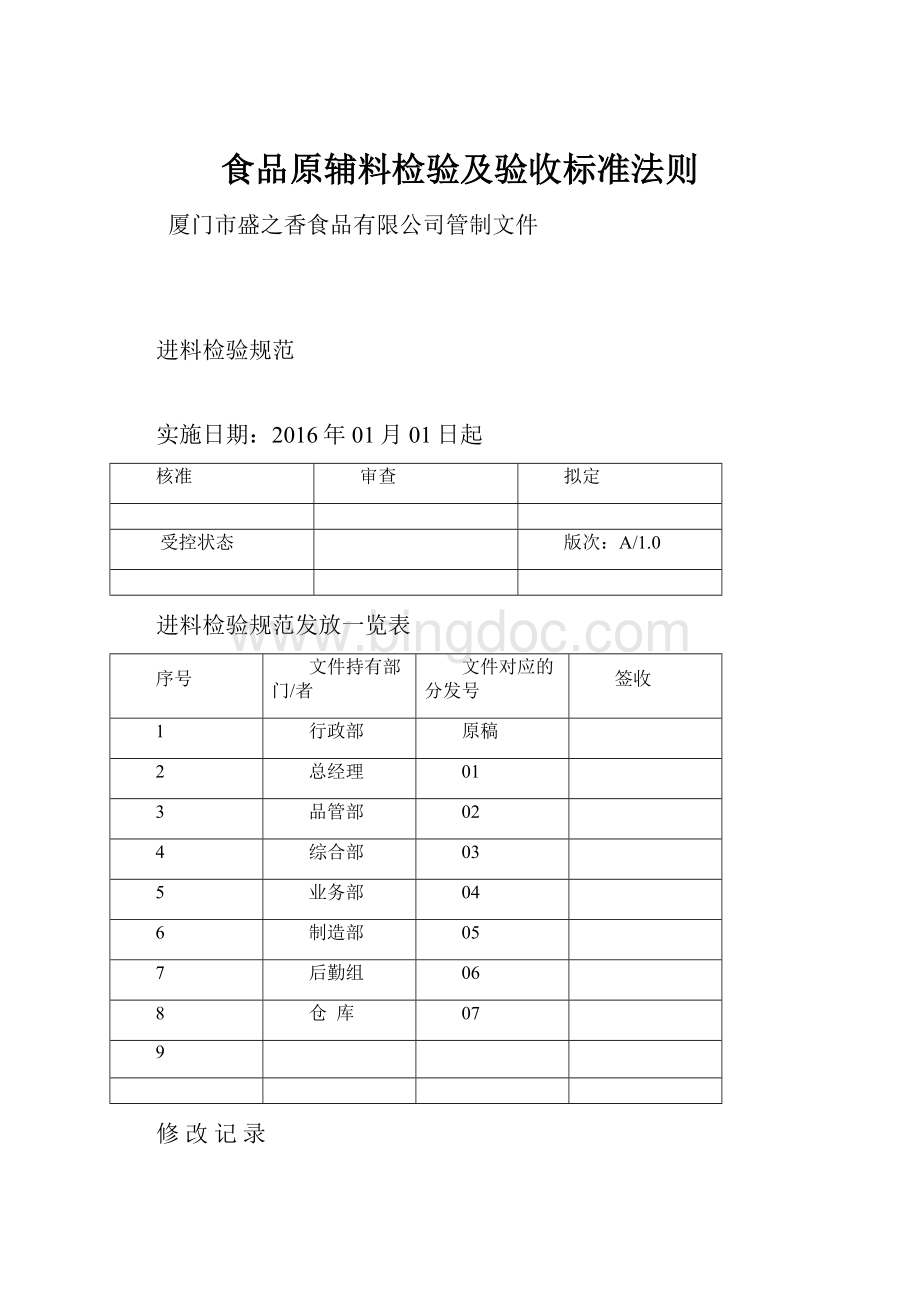 食品原辅料检验及验收标准法则.docx_第1页