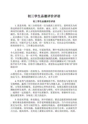 初三学生品德评价评语.docx