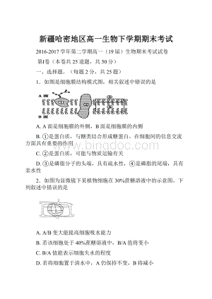 新疆哈密地区高一生物下学期期末考试.docx