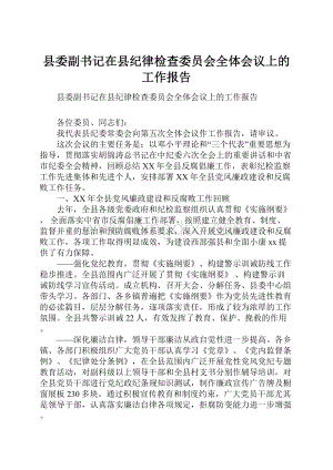 县委副书记在县纪律检查委员会全体会议上的工作报告.docx