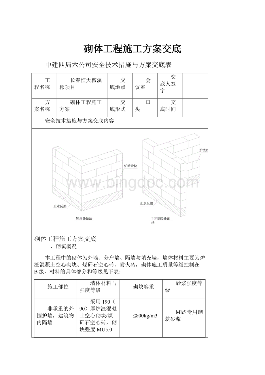 砌体工程施工方案交底.docx