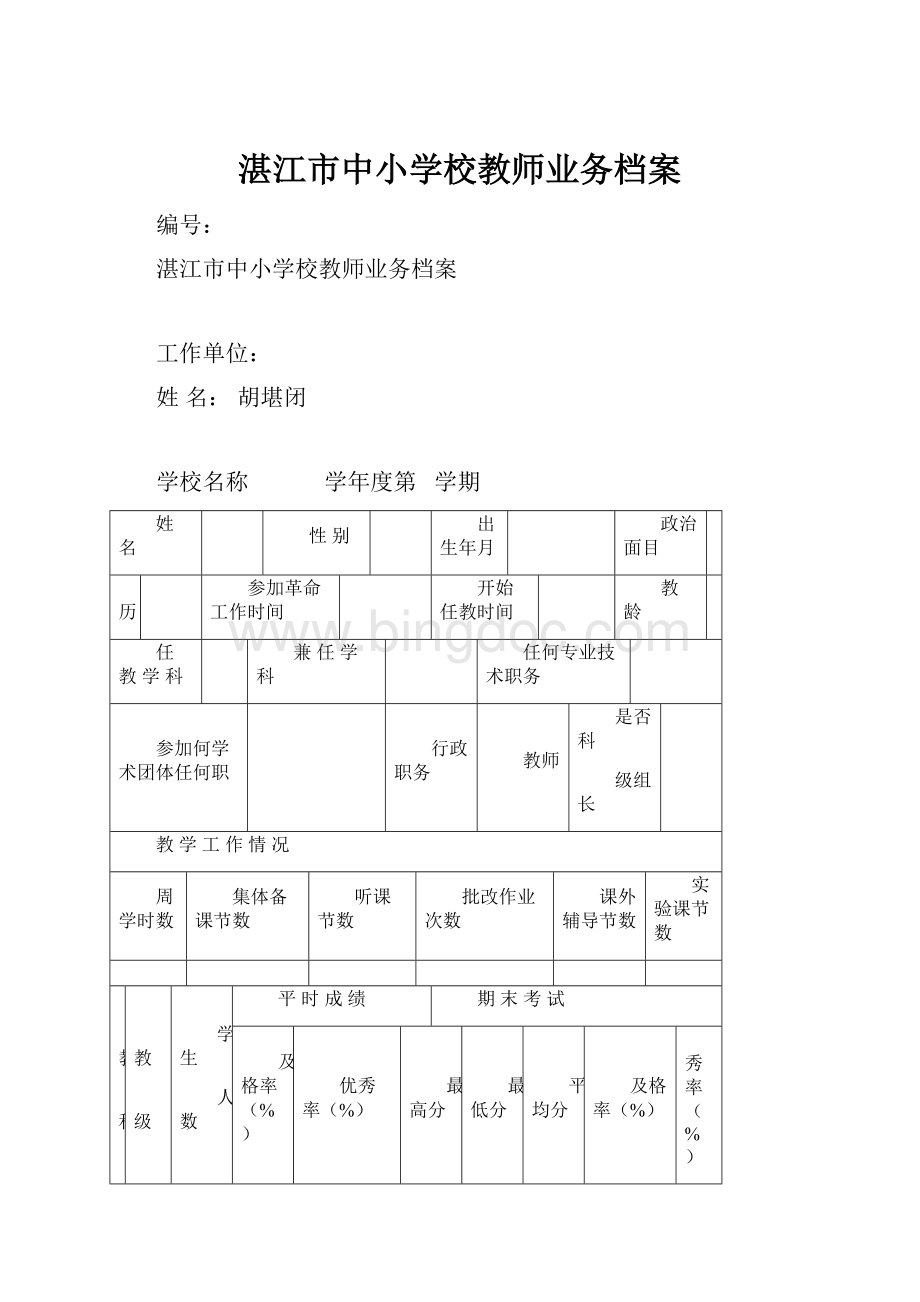 湛江市中小学校教师业务档案.docx_第1页