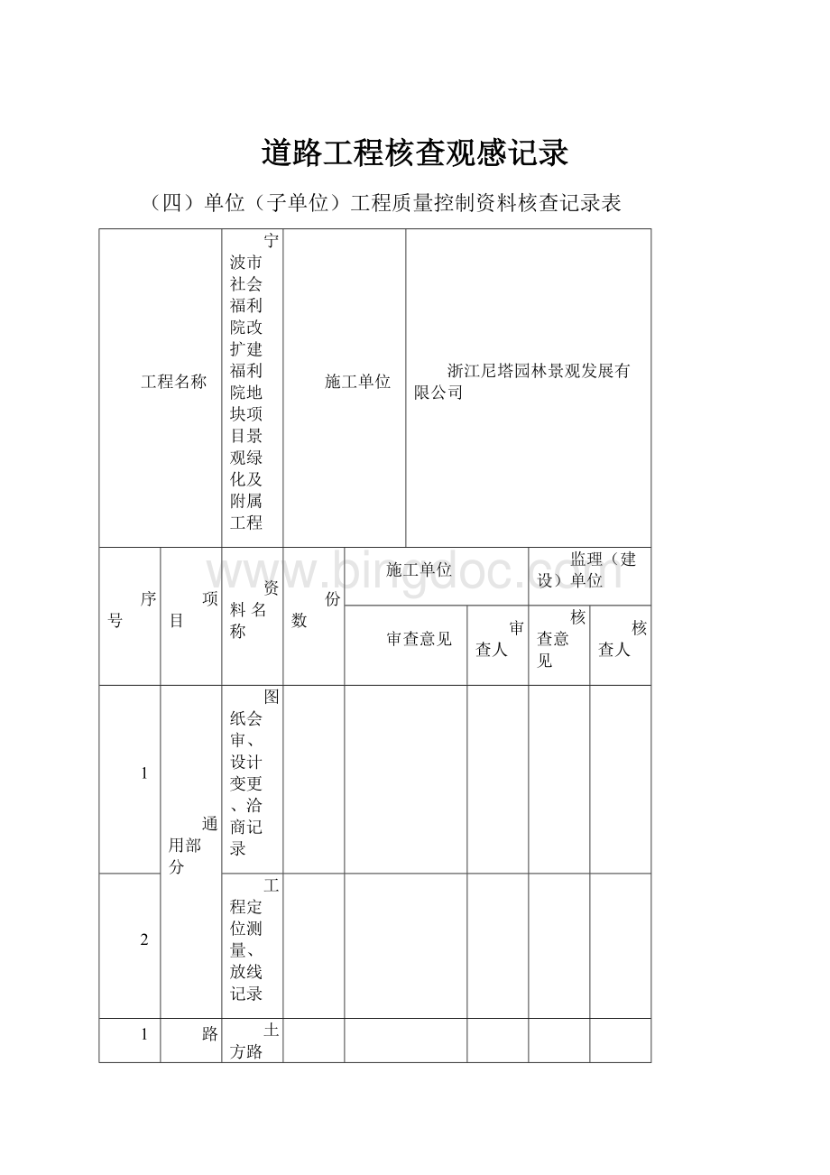 道路工程核查观感记录.docx