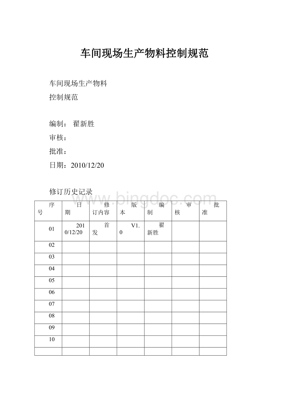 车间现场生产物料控制规范.docx