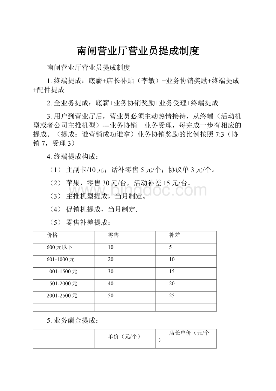 南闸营业厅营业员提成制度.docx