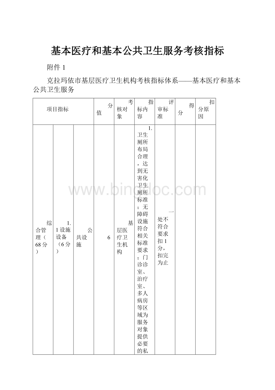 基本医疗和基本公共卫生服务考核指标.docx