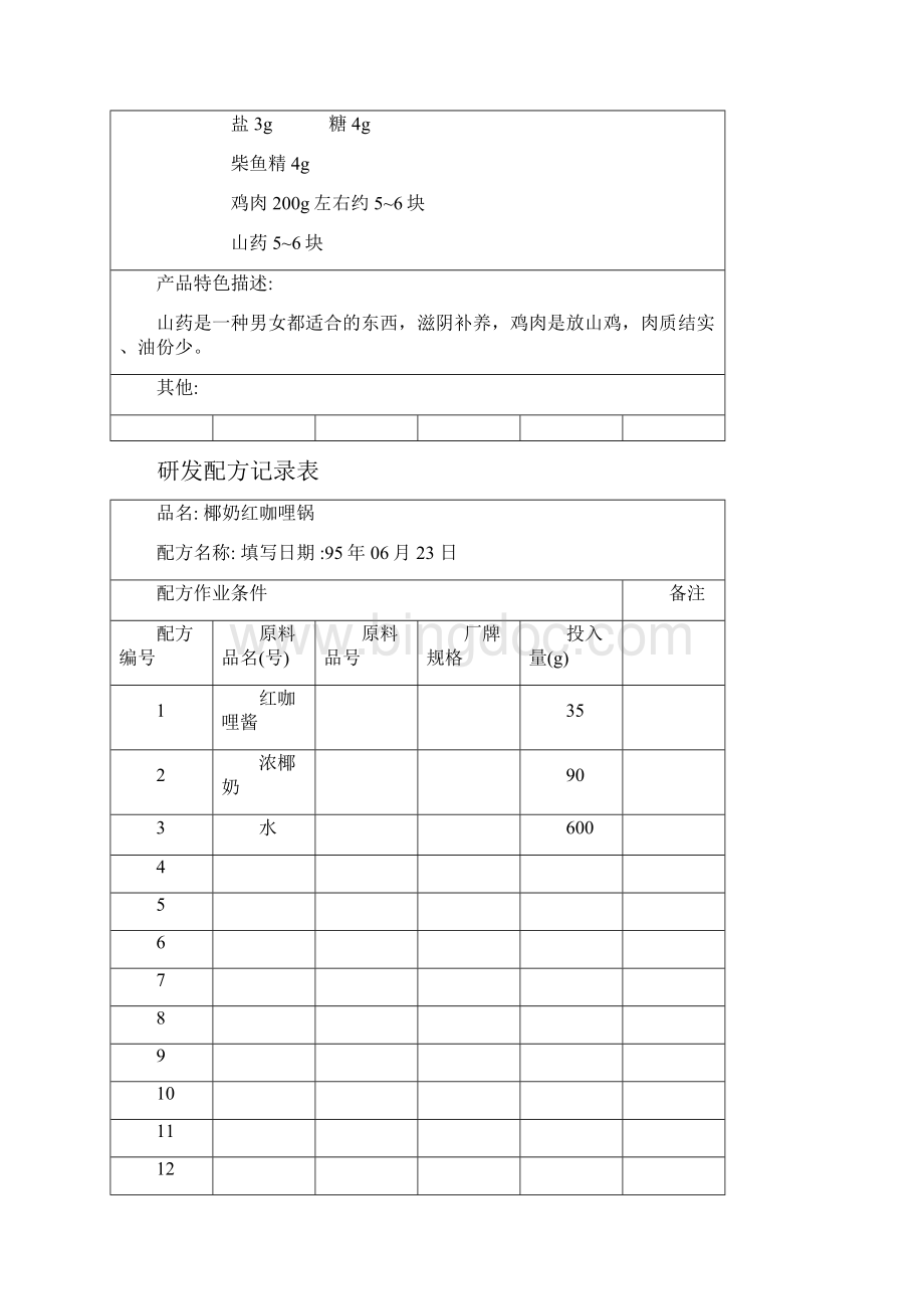 火锅汤底研发配方记录表.docx_第2页