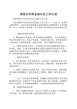 班组长年终总结以及工作计划.docx