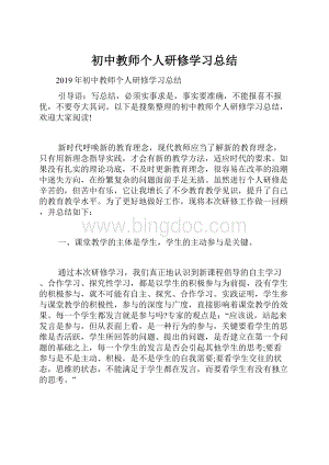 初中教师个人研修学习总结.docx